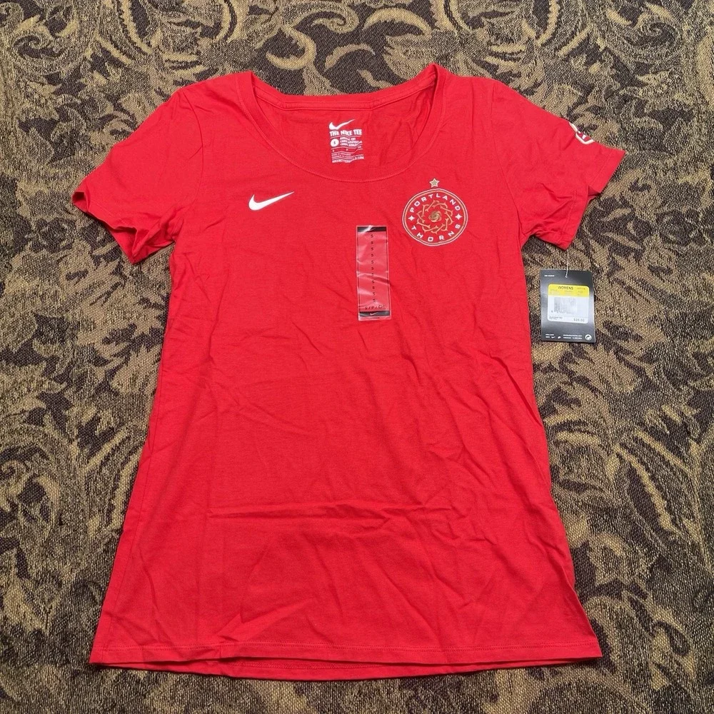 Nike Portland Thorns Women's Red Home T Shirt Size Small New Athletic Cut